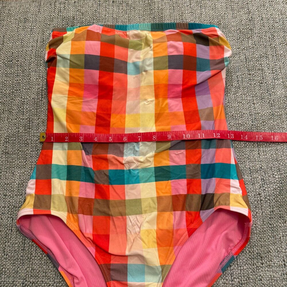 Kate Spade Garden Plaid Classic Bandeau One-piece Women's Bathing Suit Small - Picture 6 of 12